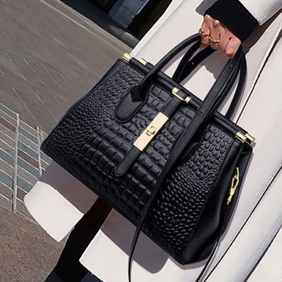 Luxury Croc-Embossed Leather Tote Bag for Women