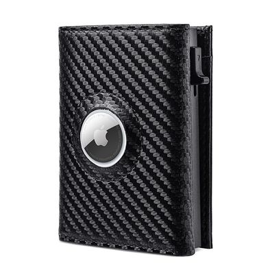 RFID-Blocking Carbon Fiber Pop-Up Wallet – Smart Airtag Card Holder