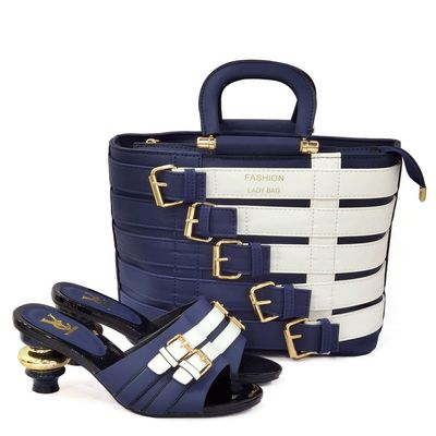 Fashion Buckle Strap Handbag &amp; Shoe Set for Women