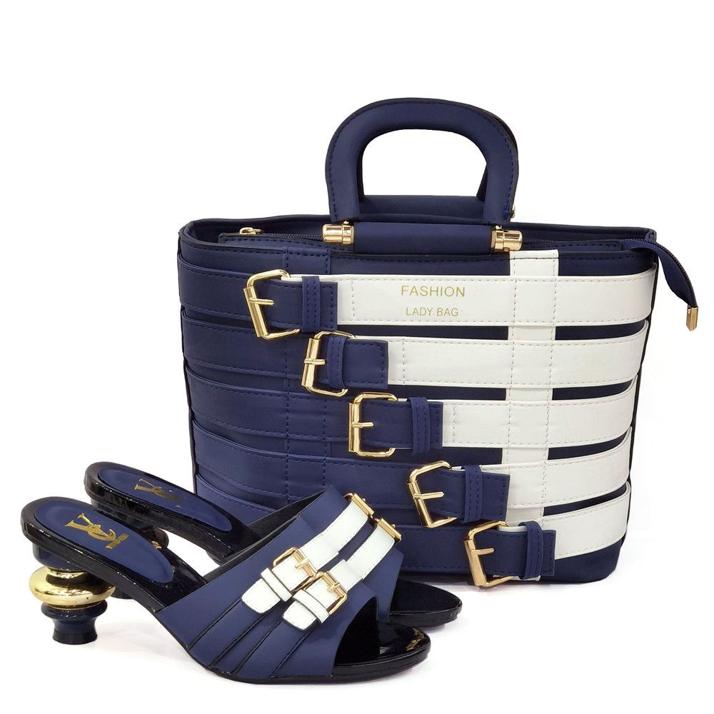 Fashion Buckle Strap Handbag &amp; Shoe Set for Women