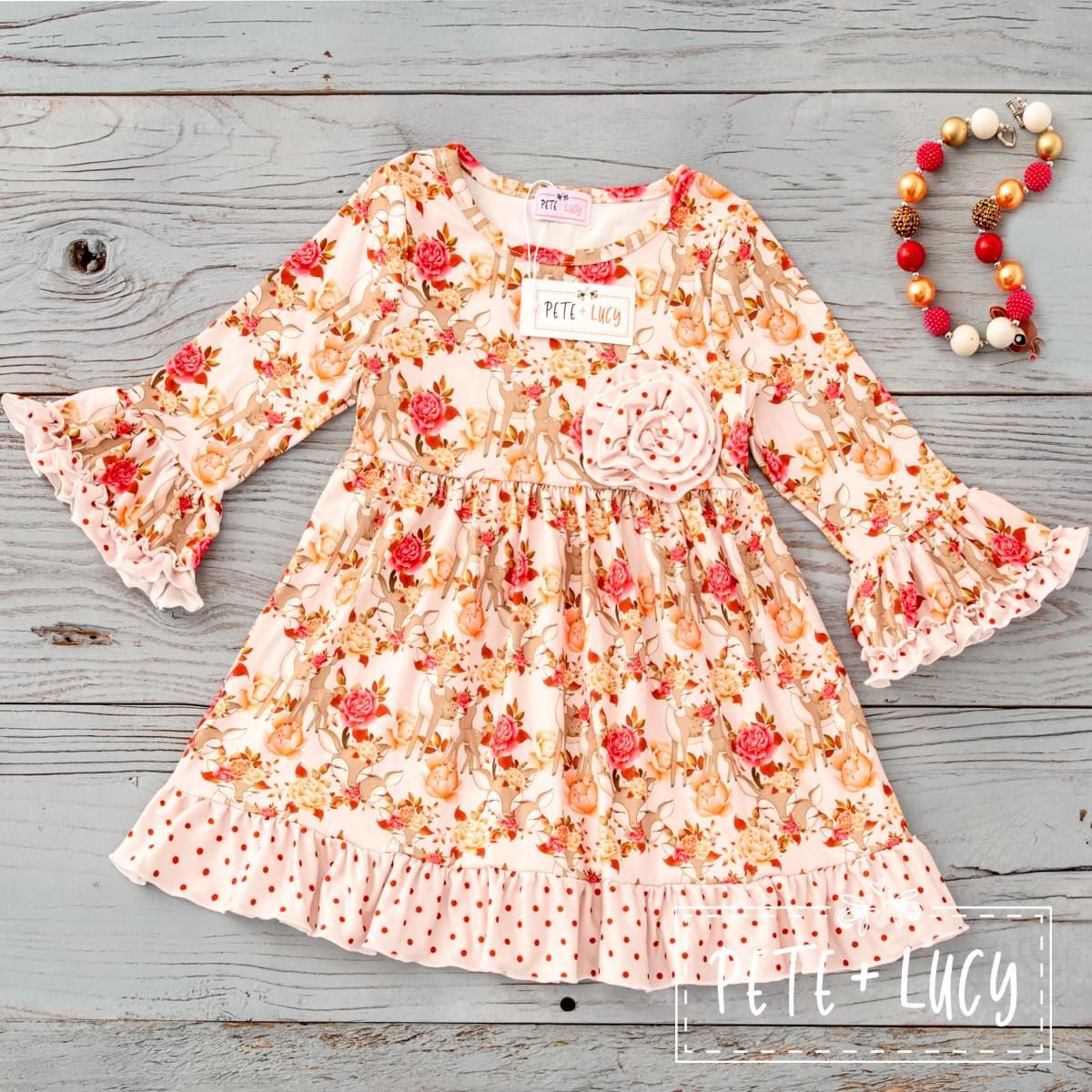 Deer Roses and Ruffles Dress