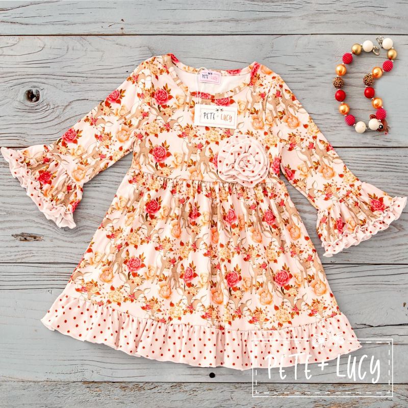 Deer Roses and Ruffles Dress