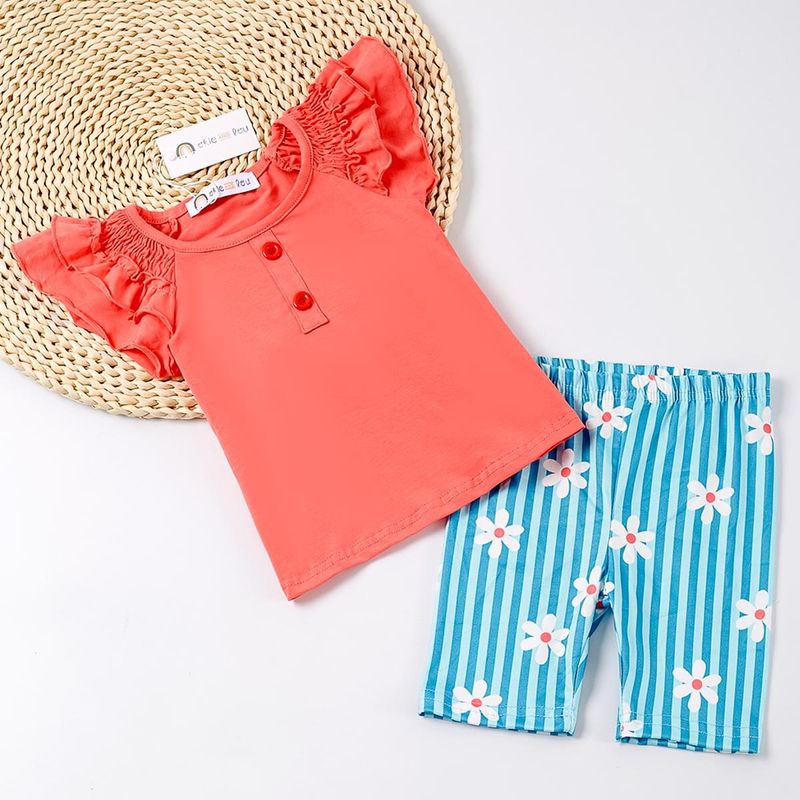 Striped Daisy Short Set