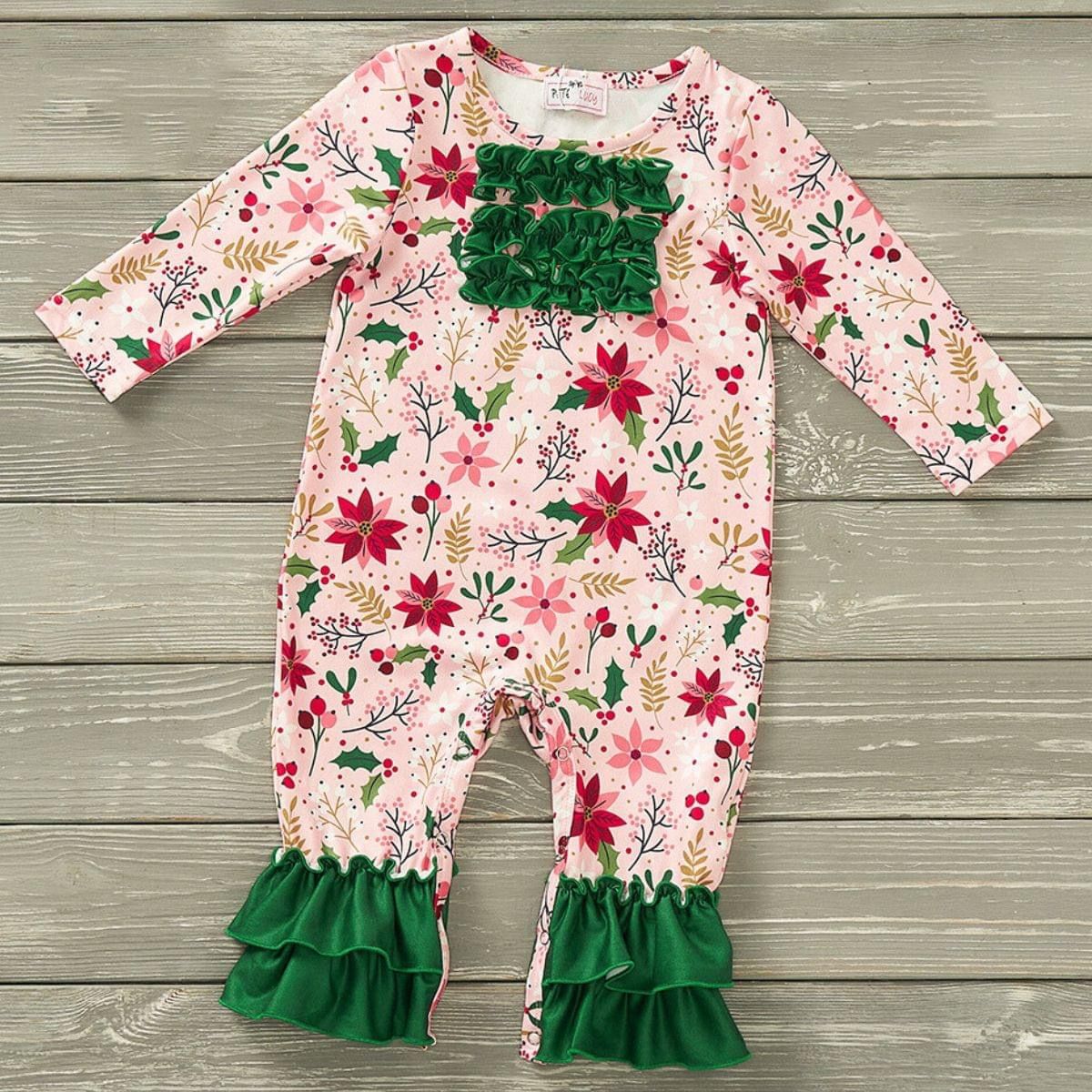 Poinsettias &amp; Plaid Romper