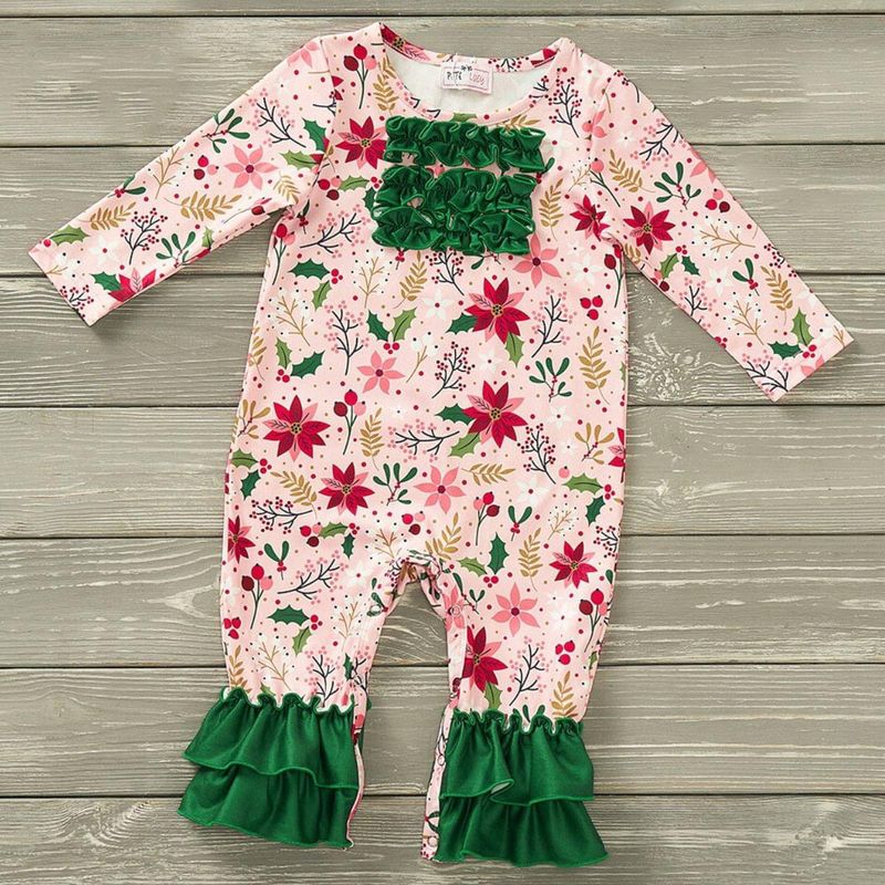 Poinsettias &amp; Plaid Romper