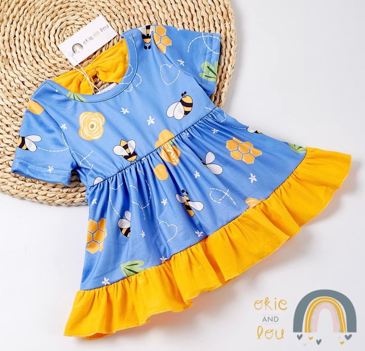 Busy Bee Blue Romper