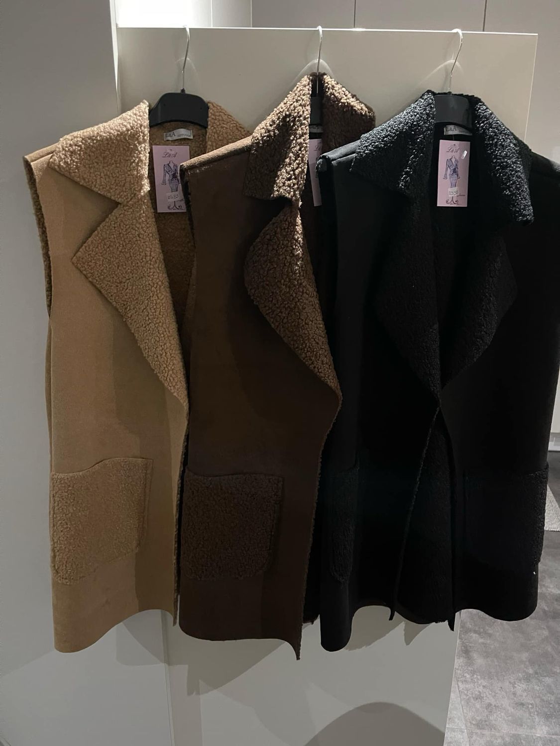 Halflange Teddy Gilet donkerbruin