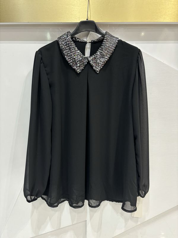 Feestelijke blouse met glitter kraag