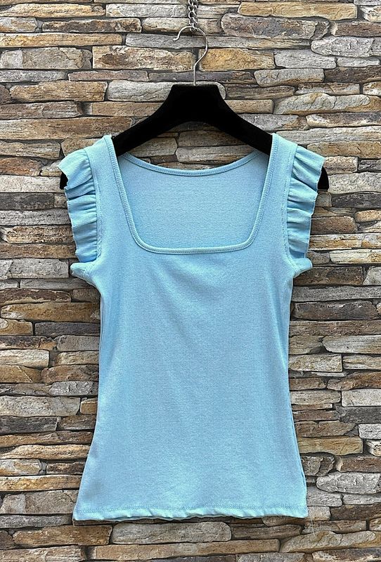Top square neck top with trendy sleeve