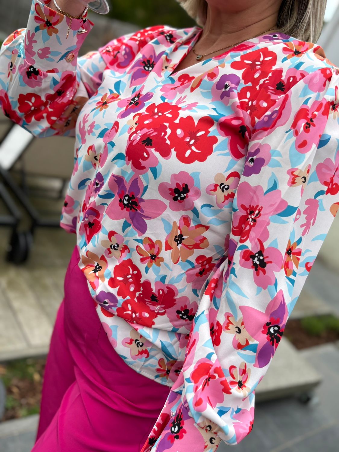 V-neck Blouse - floral print