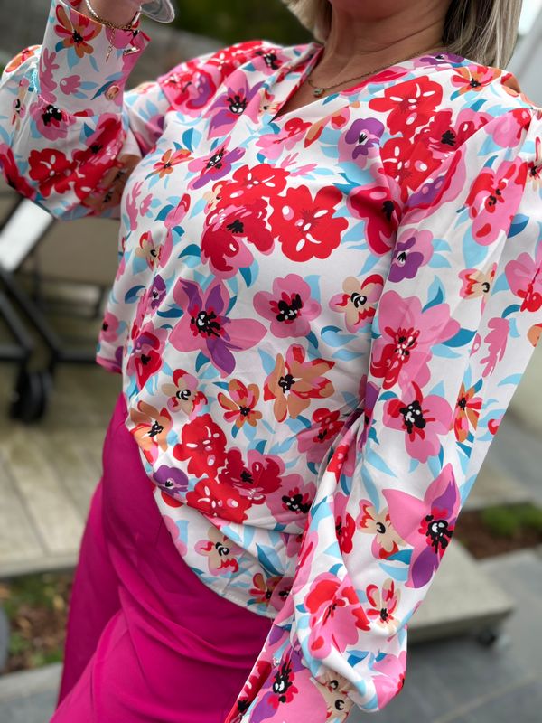 V-neck Blouse - floral print