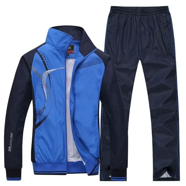 Men Sportswear Tracksuit (Jacket+Pant) Blue and Black