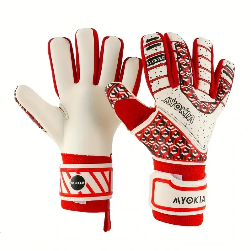 Breathable Soccer Goalie Gloves Red & White