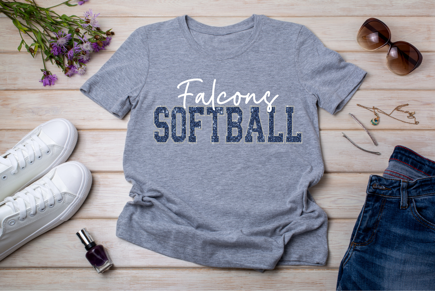 Faux Glitter Falcon Softball