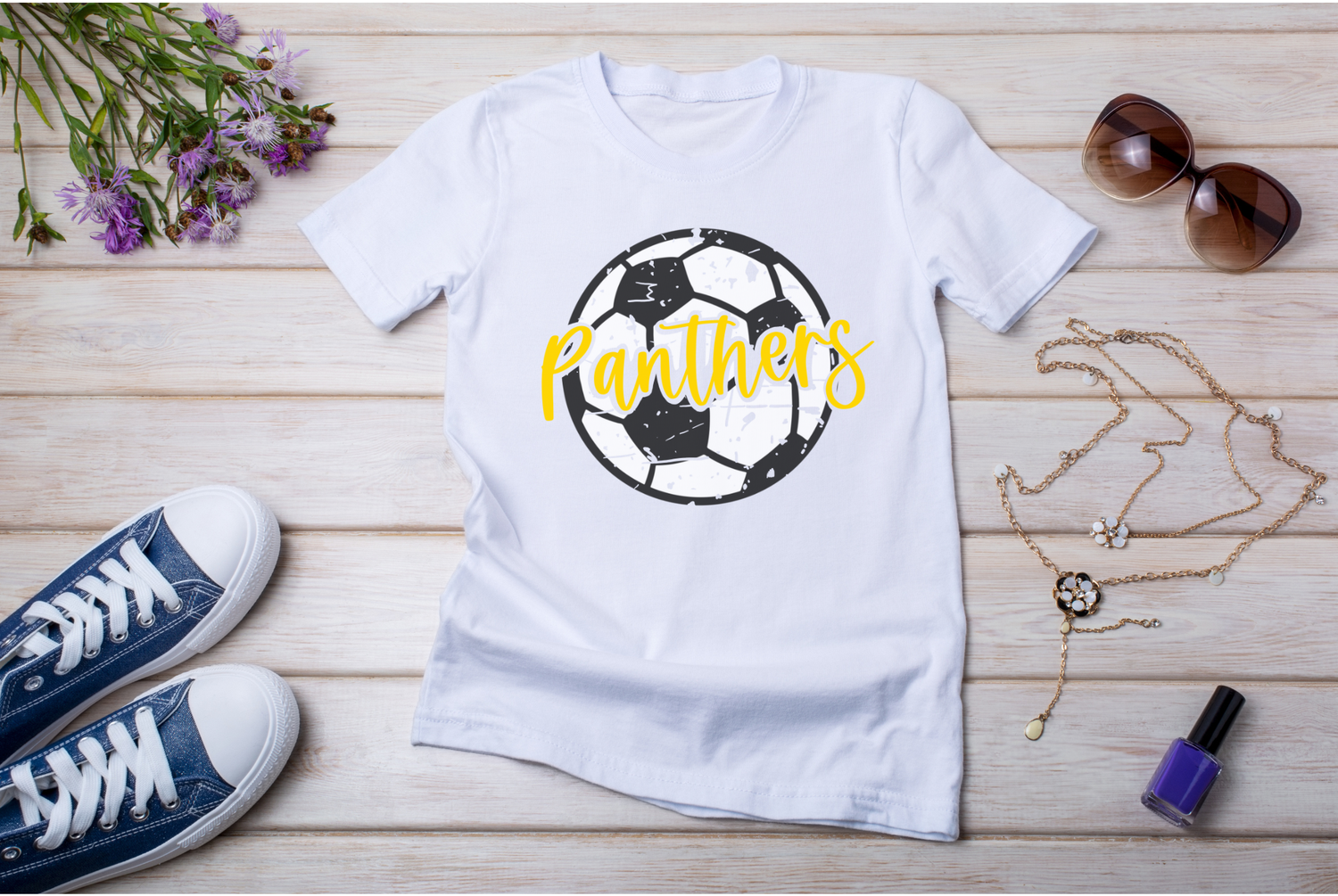 PANTHERS DISTRESSED SOCCER BALL- ADULT