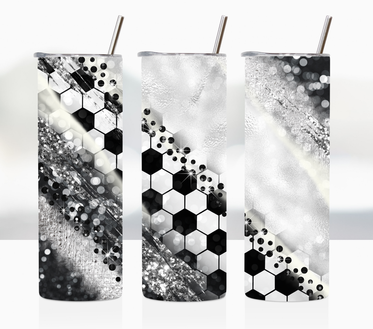Glitter Soccer 20oz Skinny Tumbler