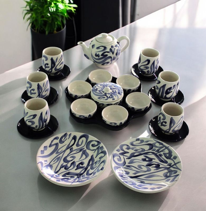 Set Arabica da colazione 25pz - bianco e blu