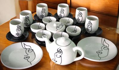 Set Face Art da colazione 25pz - panna e nero