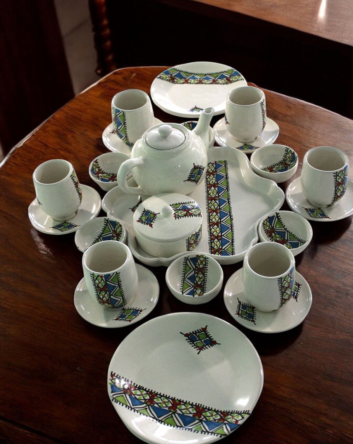 Set Margoum da colazione 25 pz - turchese, rosso, verde