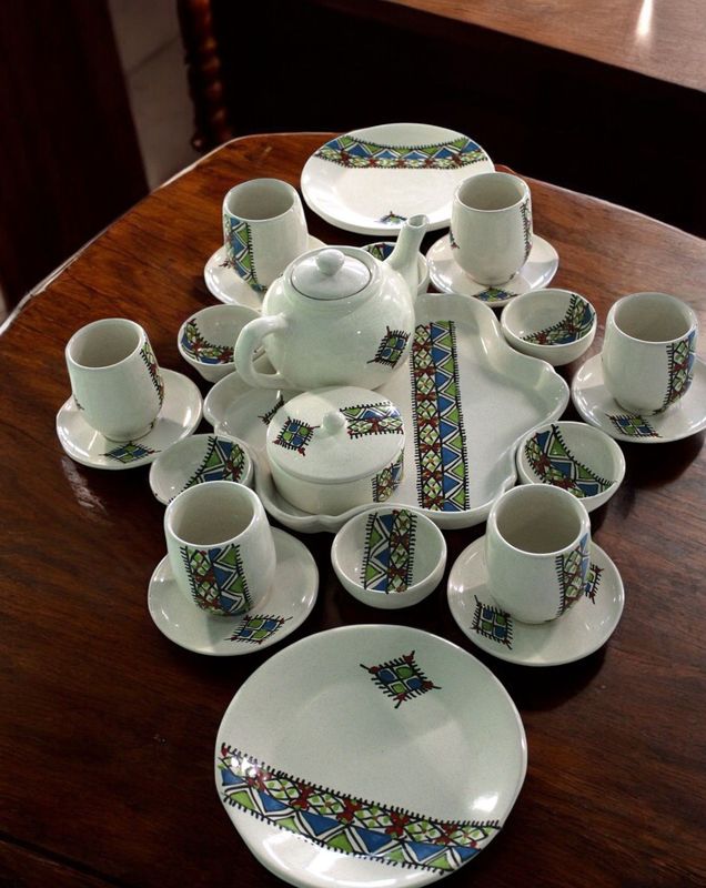 Set Margoum da colazione 25 pz - turchese, rosso, verde