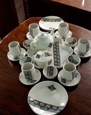 Set Margoum da colazione 25 pz - turchese, rosso, verde