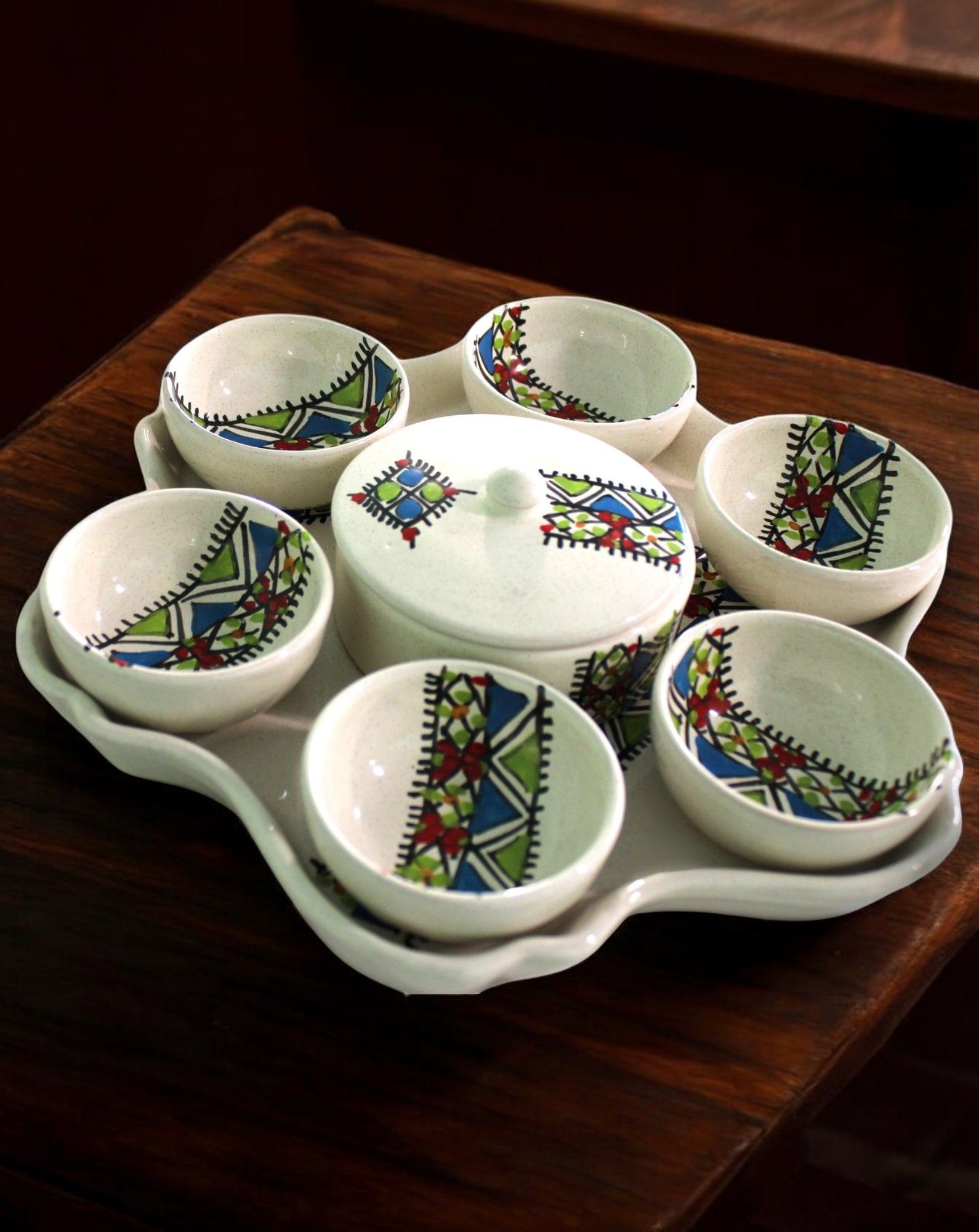 Set Margoum da colazione 25 pz - turchese, rosso, verde
