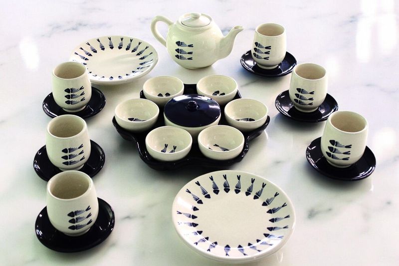 Set Fish da colazione 25 pz - blu e bianco
