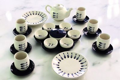 Set Fish da colazione 25 pz - blu e bianco