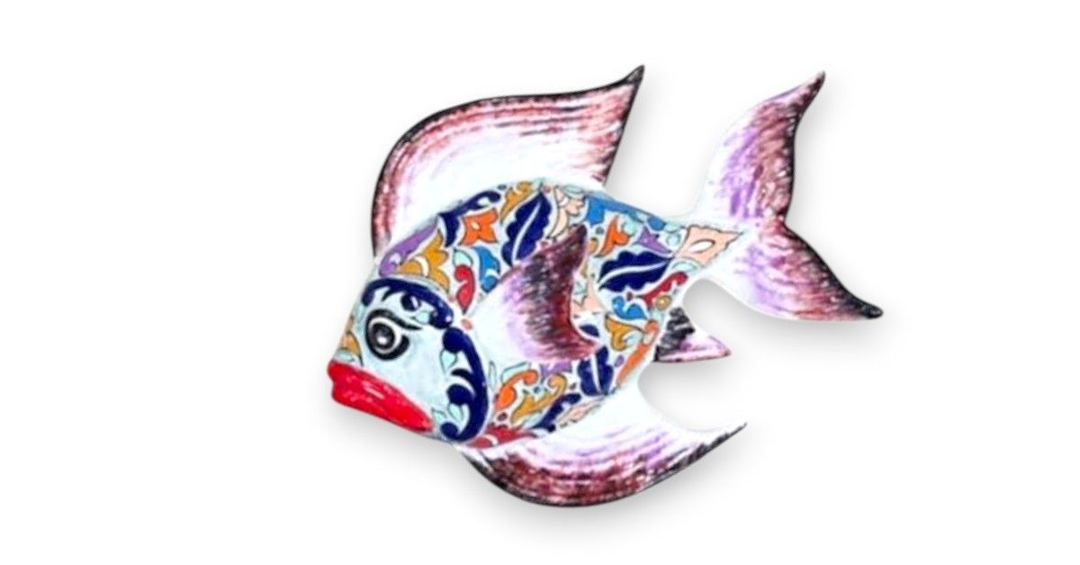 Pesce  in ceramica multicolore per decorazioni da parete interno