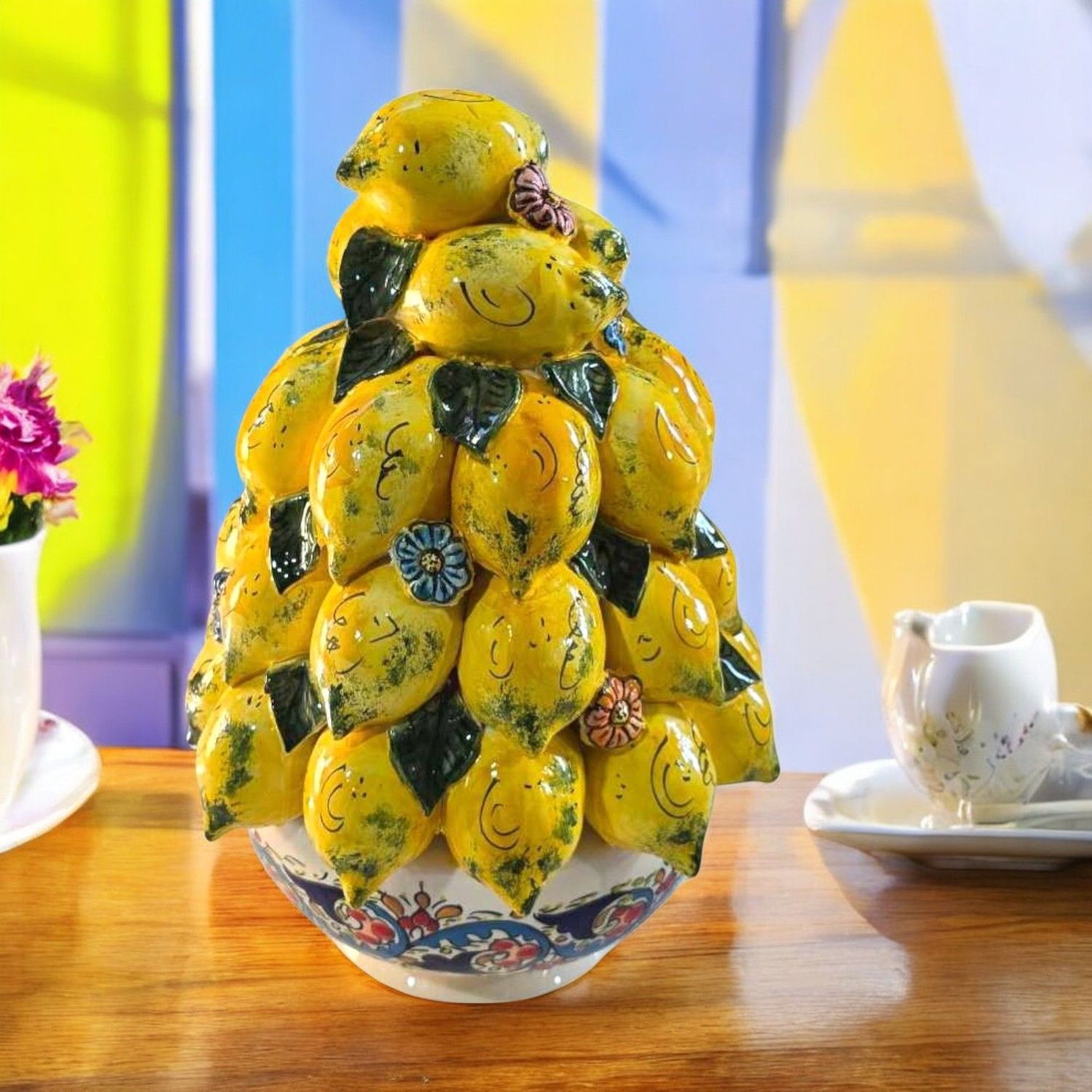 CENTROTAVOLA  - CESTINO DI LIMONI  IN CERAMICA 40 CM