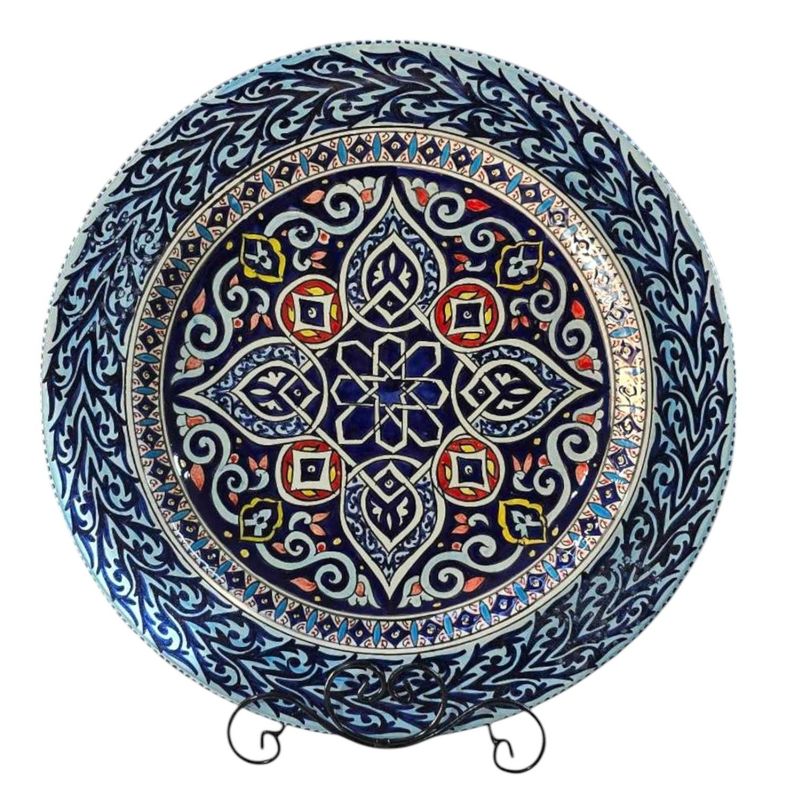 PIATTO ARTISTICO -  BARMAKLI  BLU ARANCIONE - 45 CM
