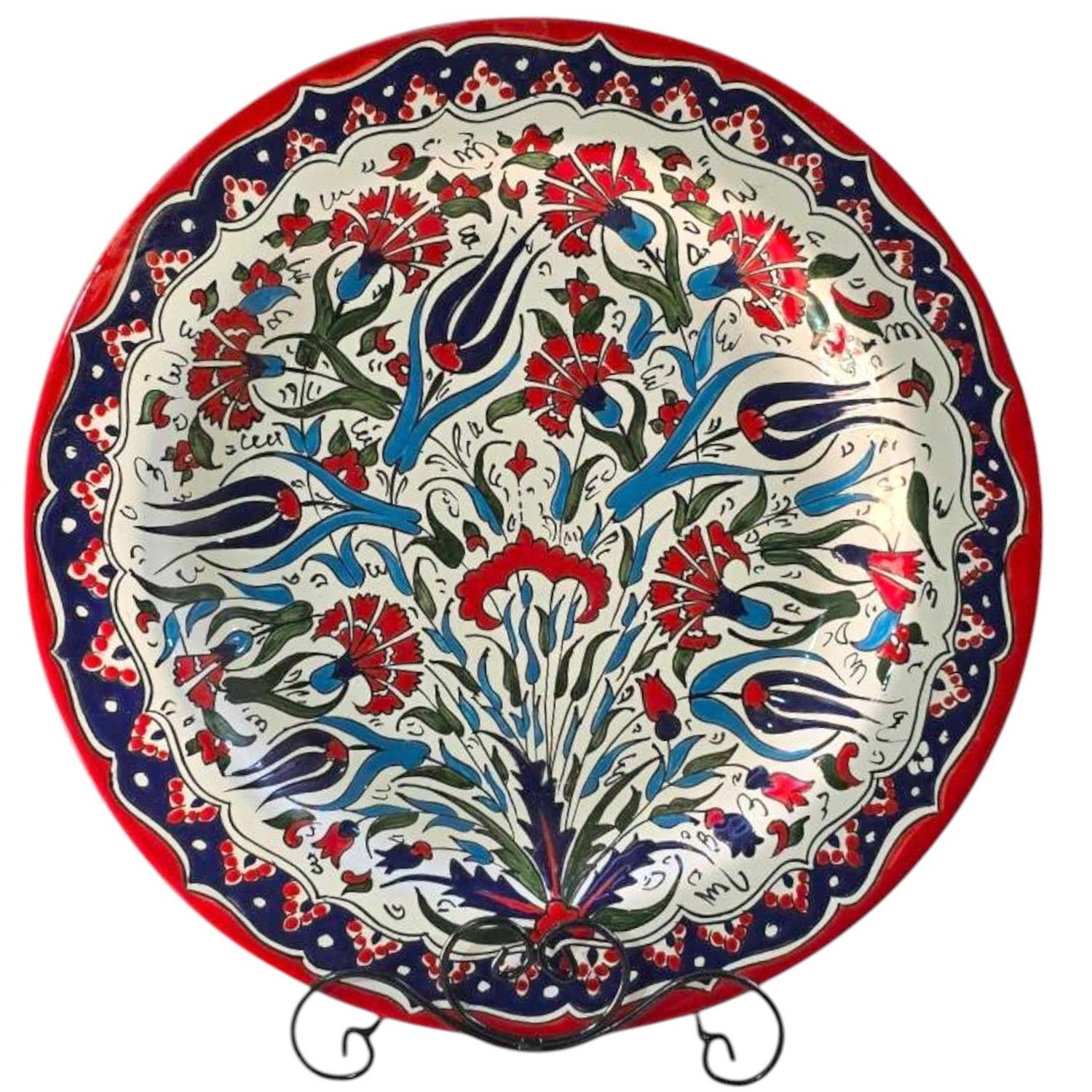 PIATTO ARTISTICO - RED  GAROFANI - TULIPANI -45 CM