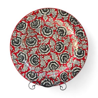 PIATTO ARTISTICO - BLACK ROSES -  ROSSO  - 45 CM