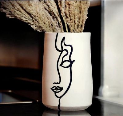 Vaso Face Art - bianco e nero