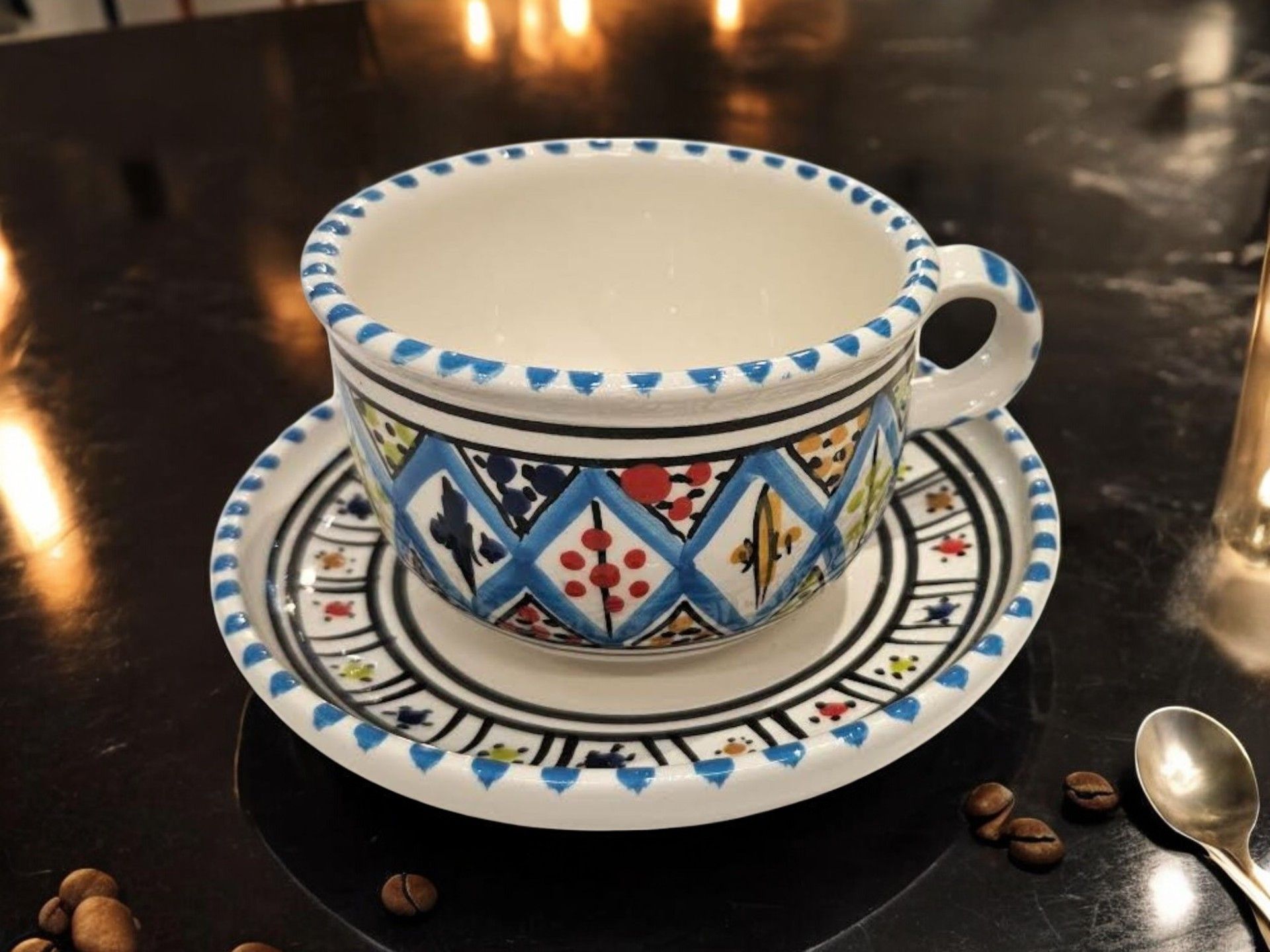 Set Tazza e Piattino Artigianale in Ceramica 