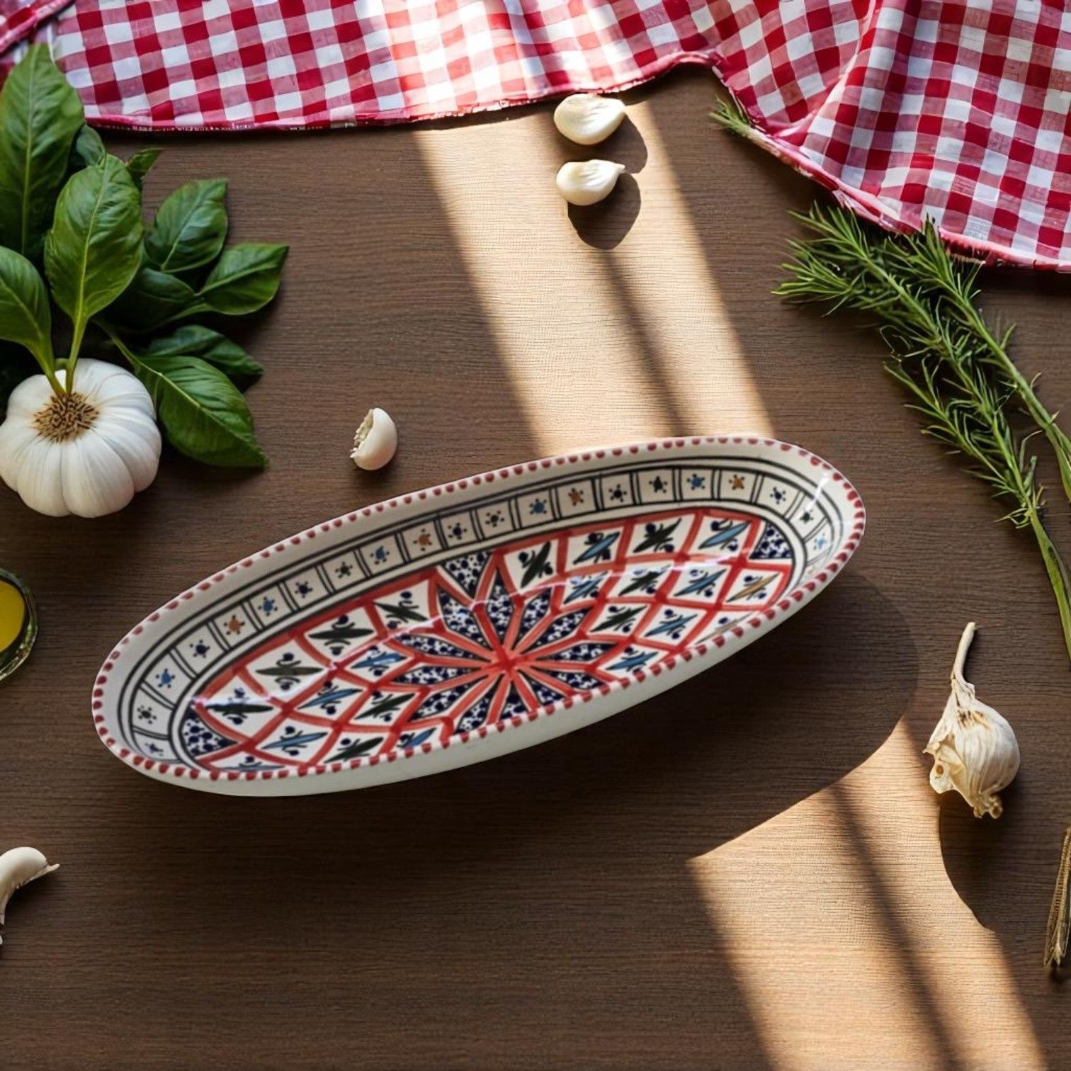 INSALATIERA OVALE ARABESQUE ROSSO 20 CM