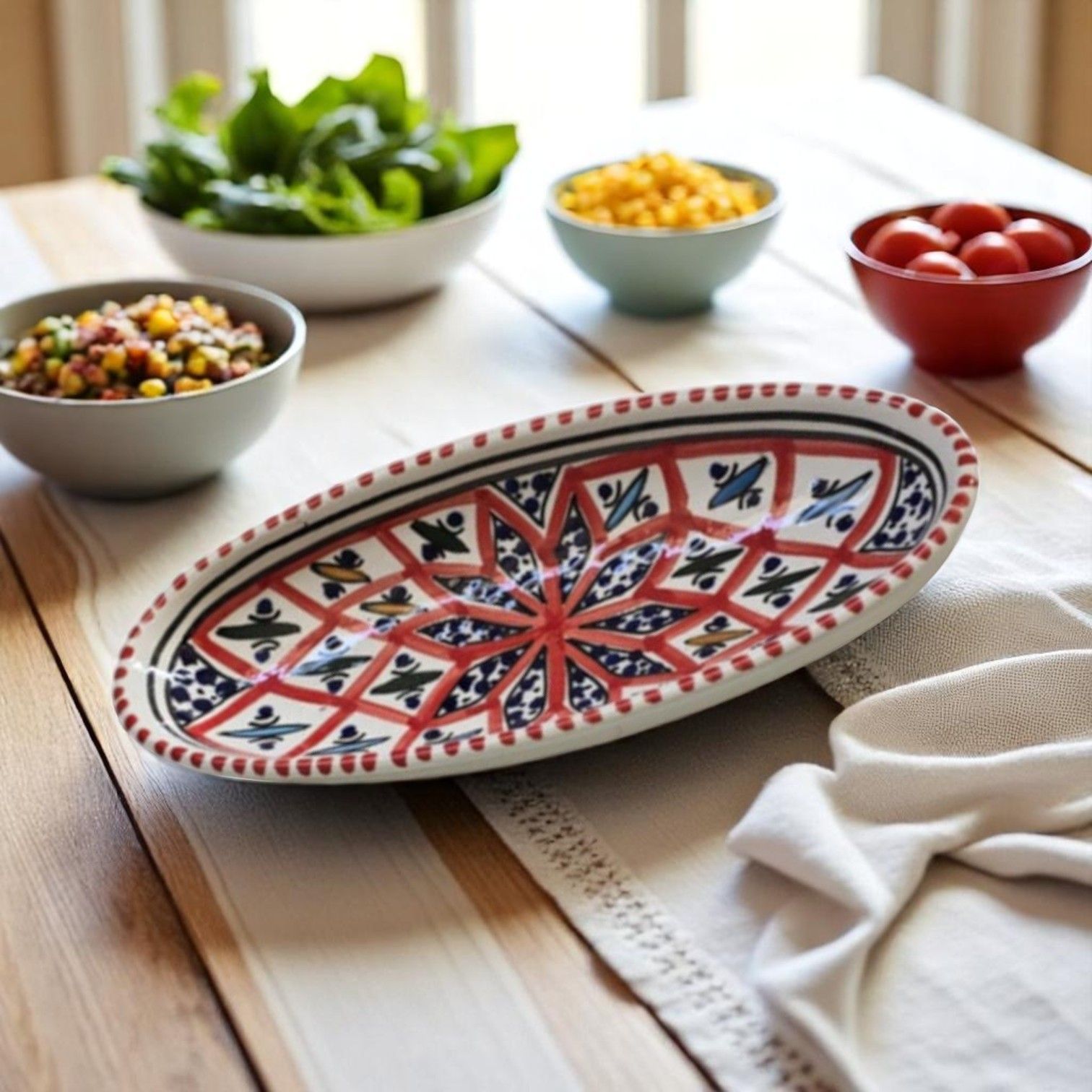 INSALATIERA OVALE ARABESQUE ROSSO 10 CM