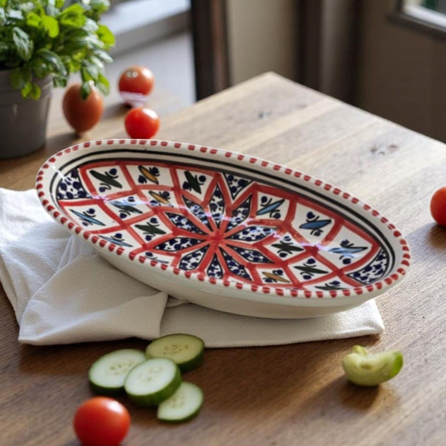 INSALATIERA OVALE ARABESQUE ROSSO 10 CM