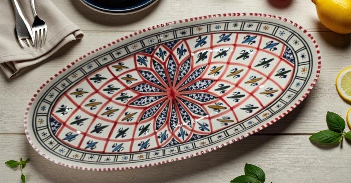 INSALATIERA OVALE ARABESQUE ROSSO 40 CM