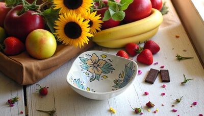 Coppetta Ø 15cm in Ceramica a Carciofo | "Flowers Pastello"