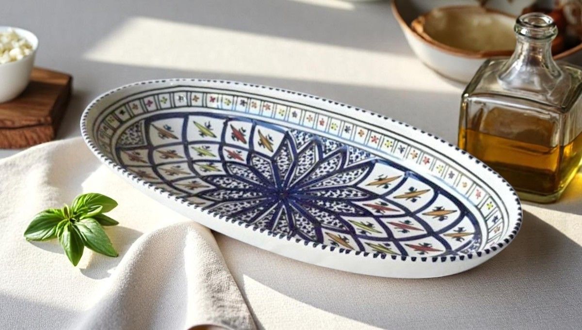 INSALATIERA OVALE ARABESQUE BLU 40 CM