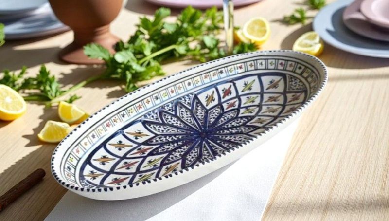 INSALATIERA OVALE ARABESQUE BLU 40 CM