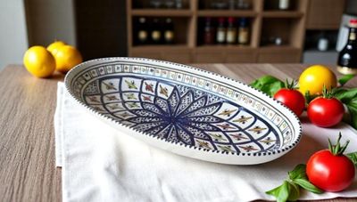 INSALATIERA OVALE ARABESQUE BLU 30 CM
