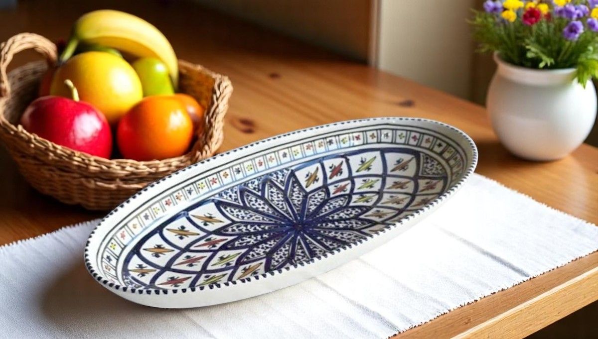 INSALATIERA OVALE ARABESQUE BLU 30 CM