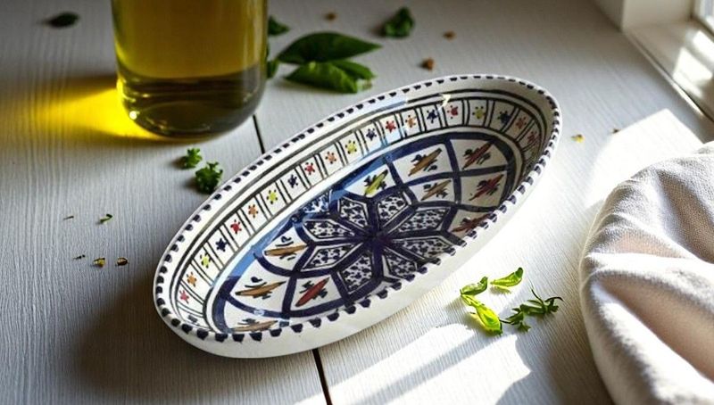 INSALATIERA  OVALE ARABESQUE BLU 20CM
