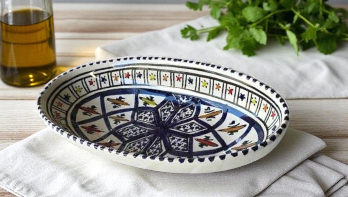 INSALATIERA  OVALE ARABESQUE BLU 20CM