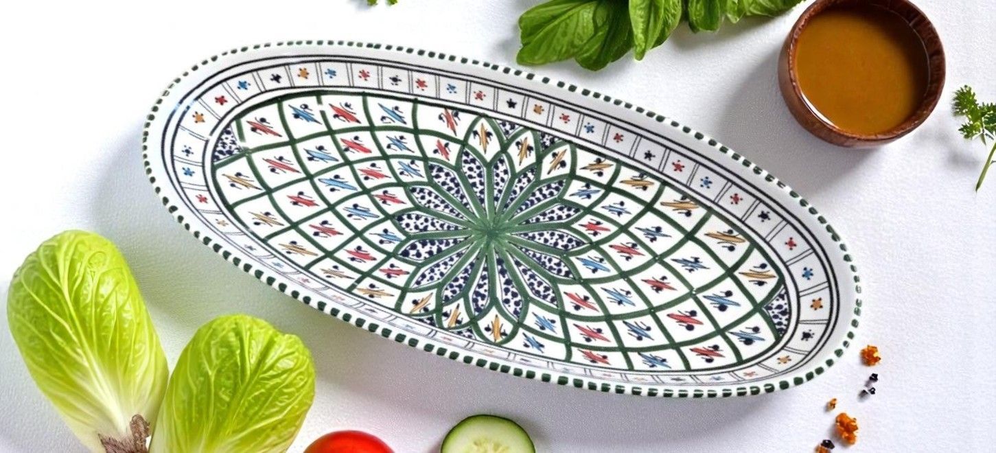 INSALATIERA OVALE ARABESQUE VERDE 30 CM