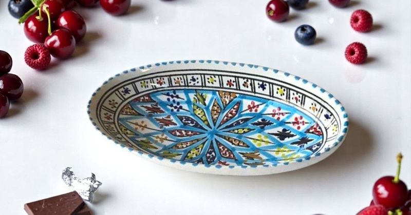 INSALATIERA OVALE ARABESQUE TURCHESE 20 CM