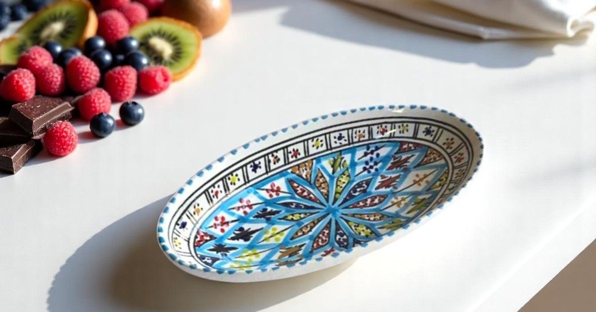 INSALATIERA OVALE ARABESQUE TURCHESE 20 CM