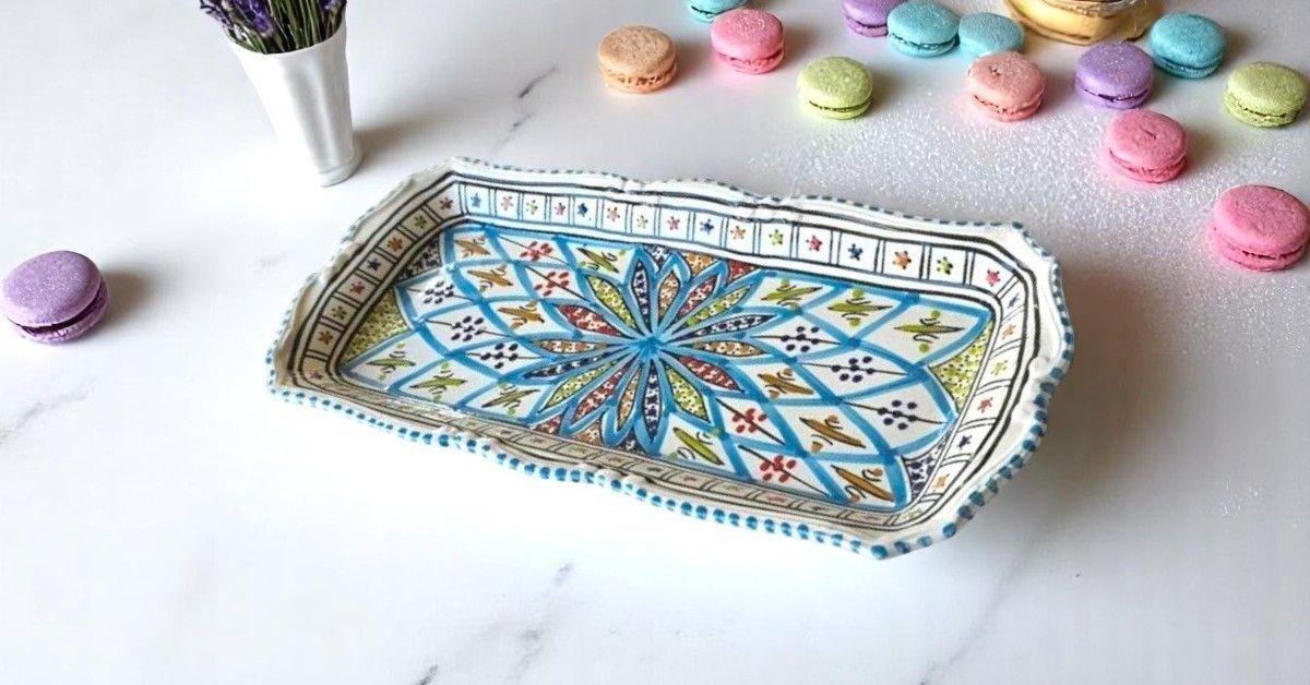 VASSOIO DA PASTICCINI - ARABESQUE TURCHESE 35CM